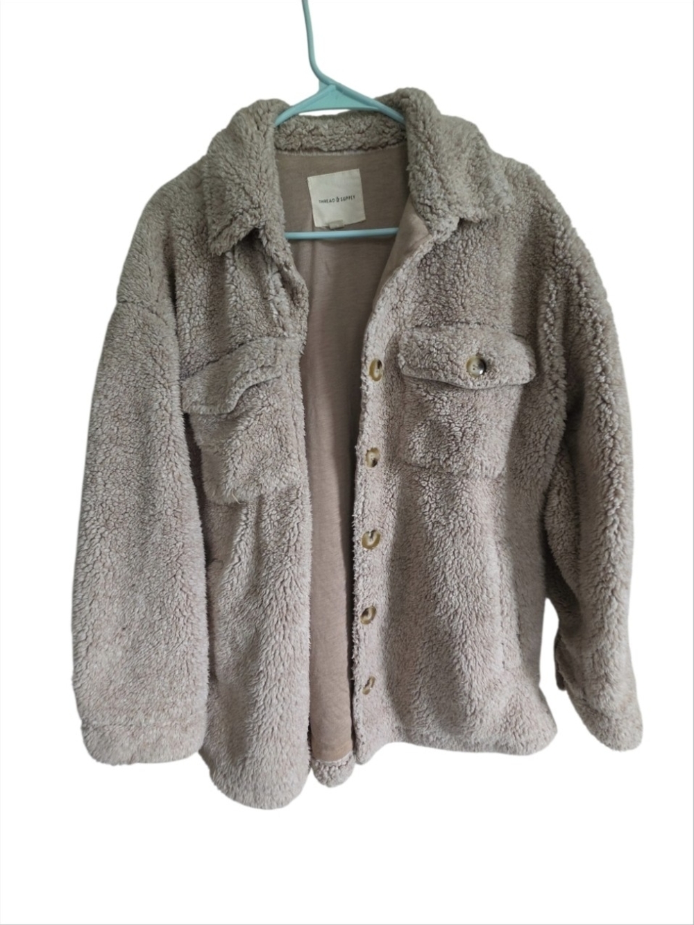 Cozy Taupe Sherpa Button-Up Jacket for Kids